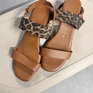 Italian Shoemakers Leopard and Tan Sandals